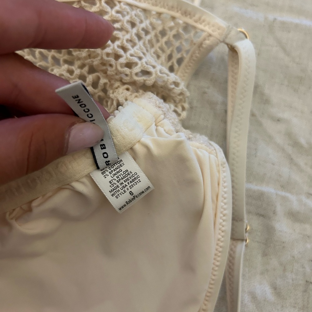 Robin Piccone Cream Textured Mesh One-Piece Swimsuit - Picture 5 of 5